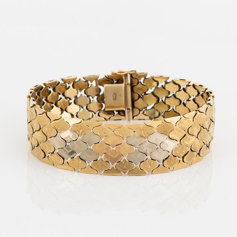 Armband, trefärgat guld.