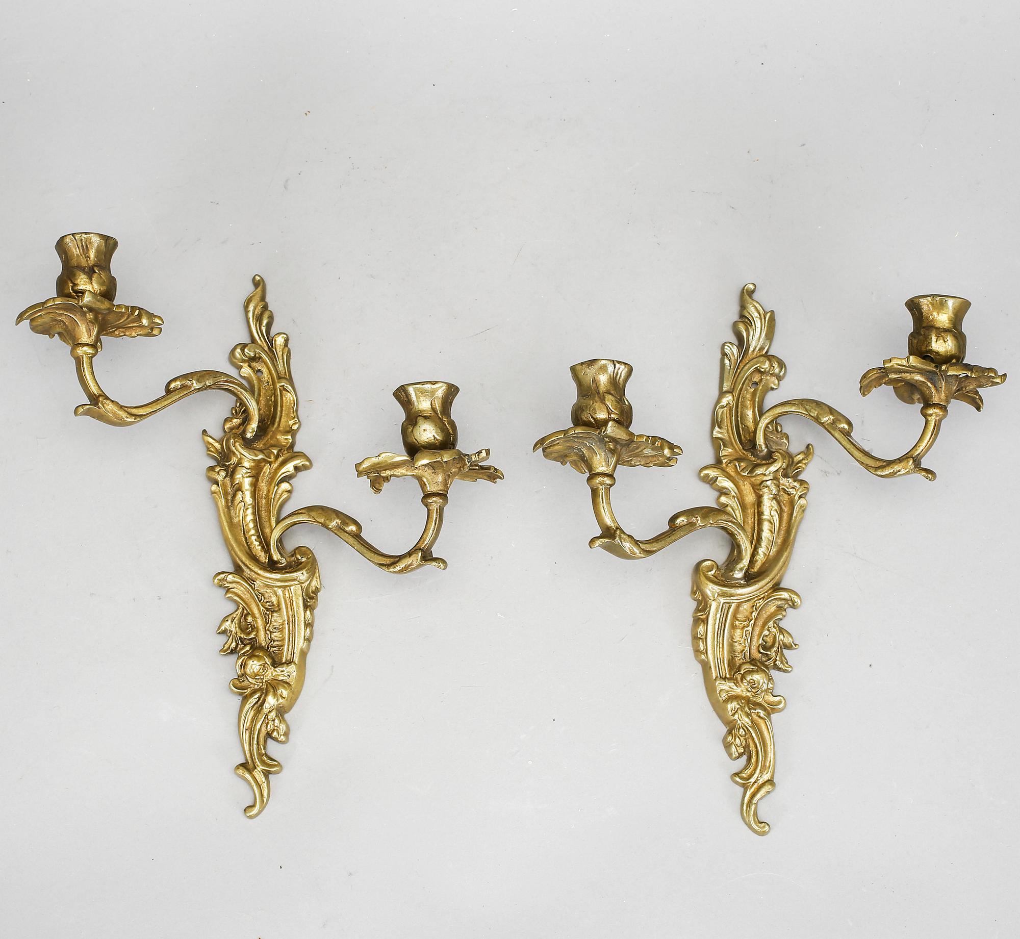 VÄGGAPPLIQUER, ett par, brons, rokokostil, 1900-tal.