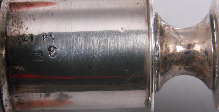 LJUSSTAKAR, silver, Karl Johan, Johan Fredrik Björnstedt, Stockholm, 1821.