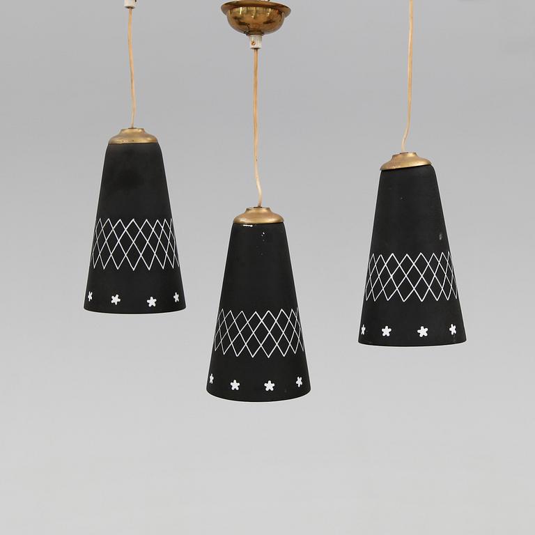 TAKLAMPOR, 3 st, glas, 1900-talets mitt.