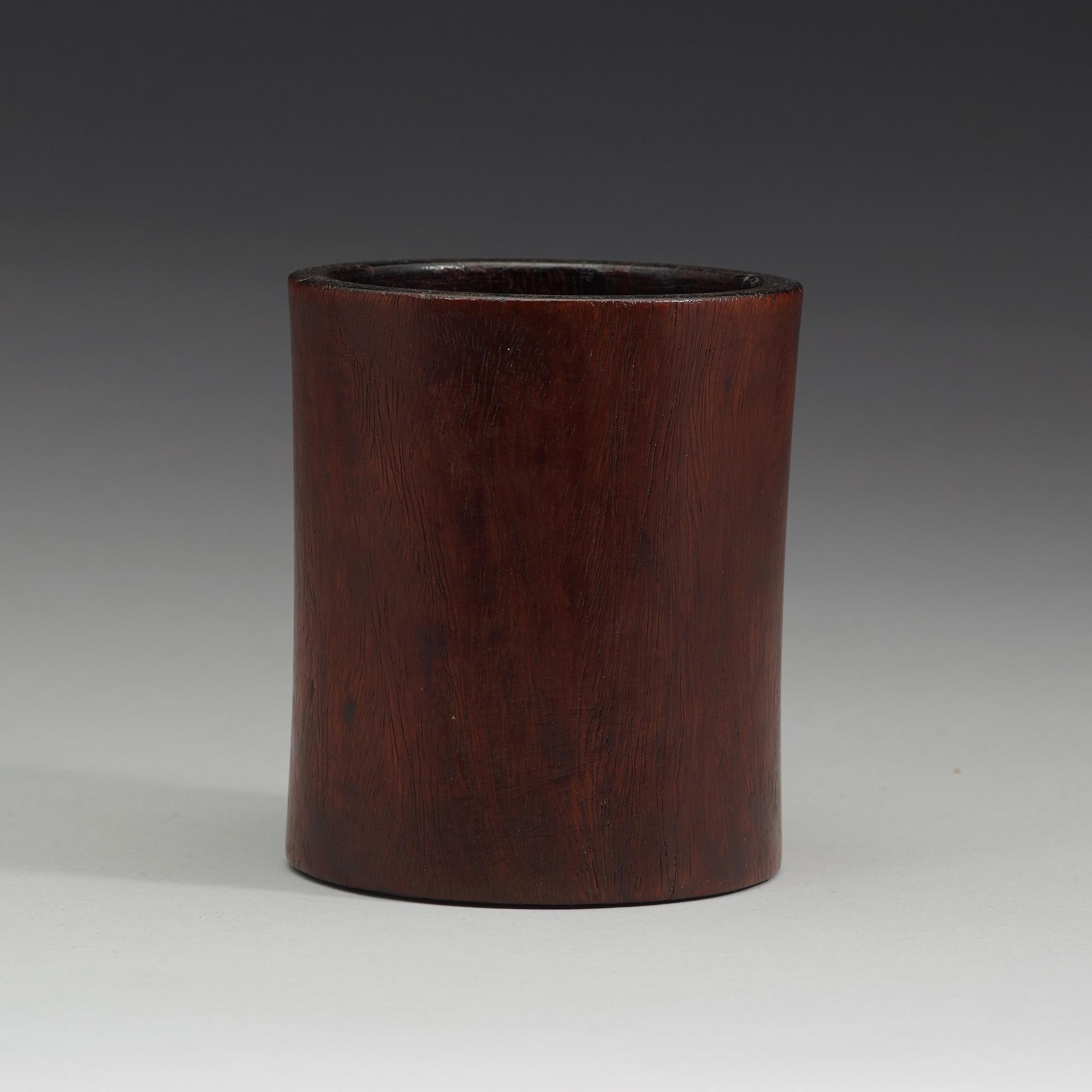 A wooden brush pot, Qing dynasty, (1644-1912).