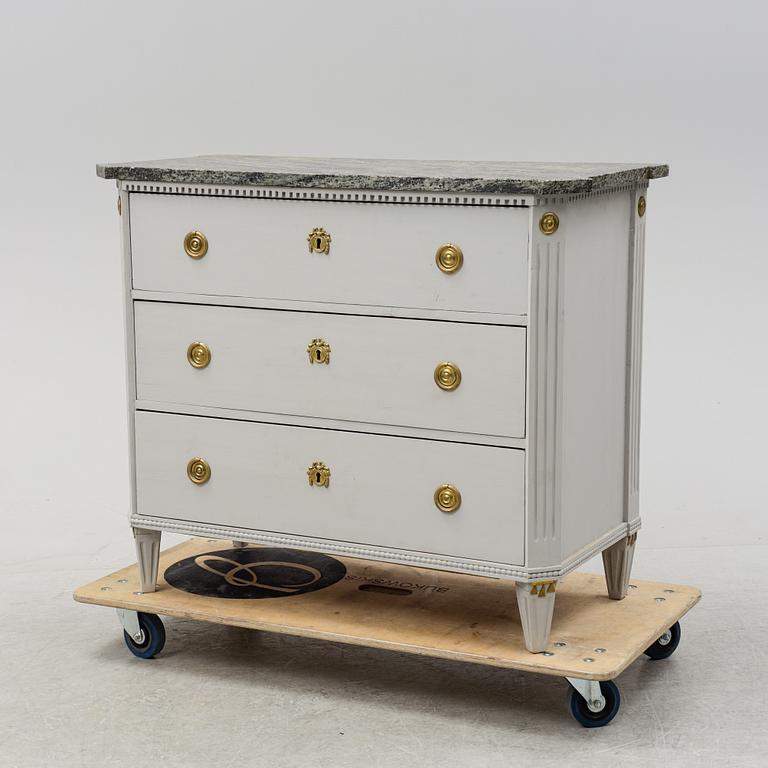 A gustavian style chest of drawers, late 19th Century.