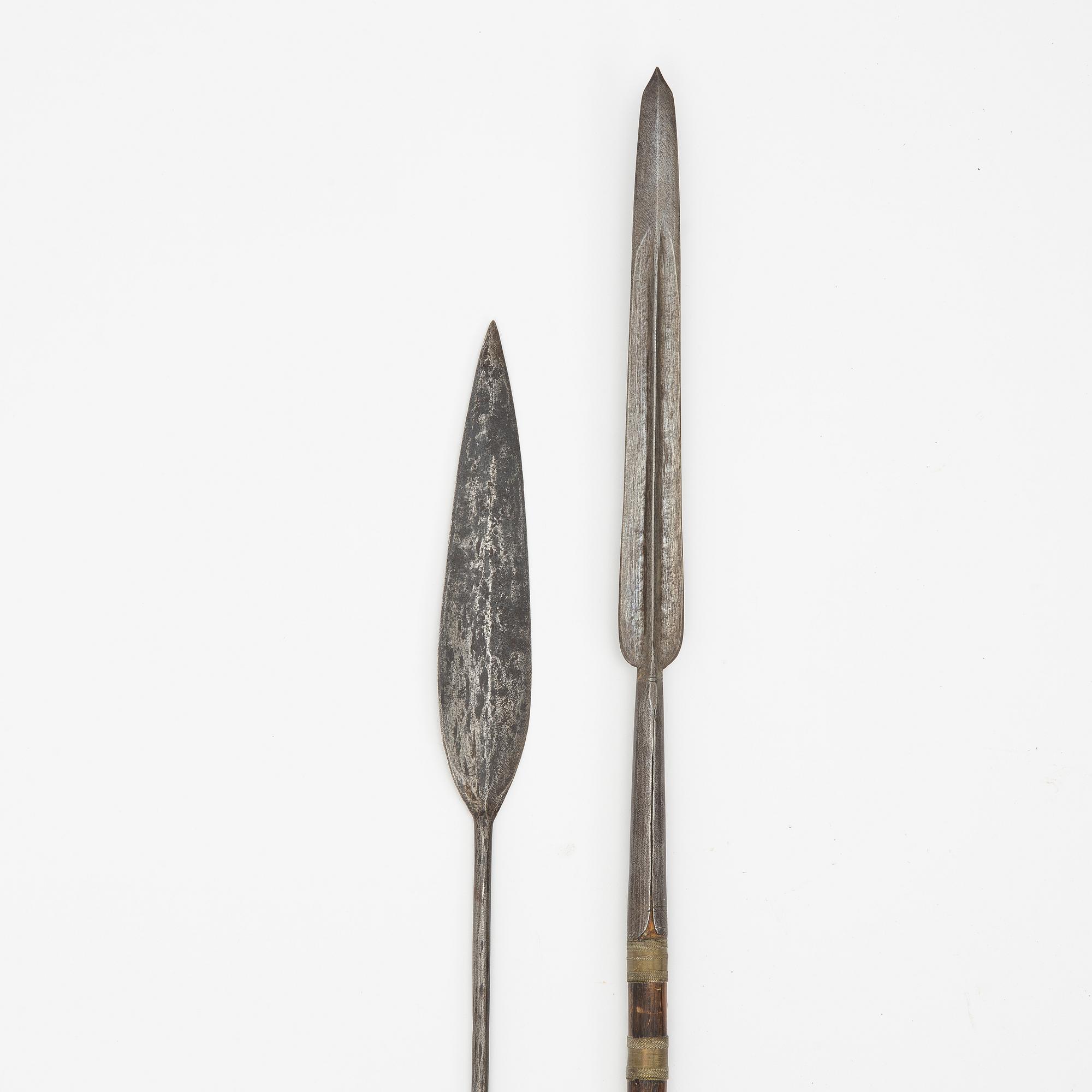 Spears, a pair, probably Kenya.