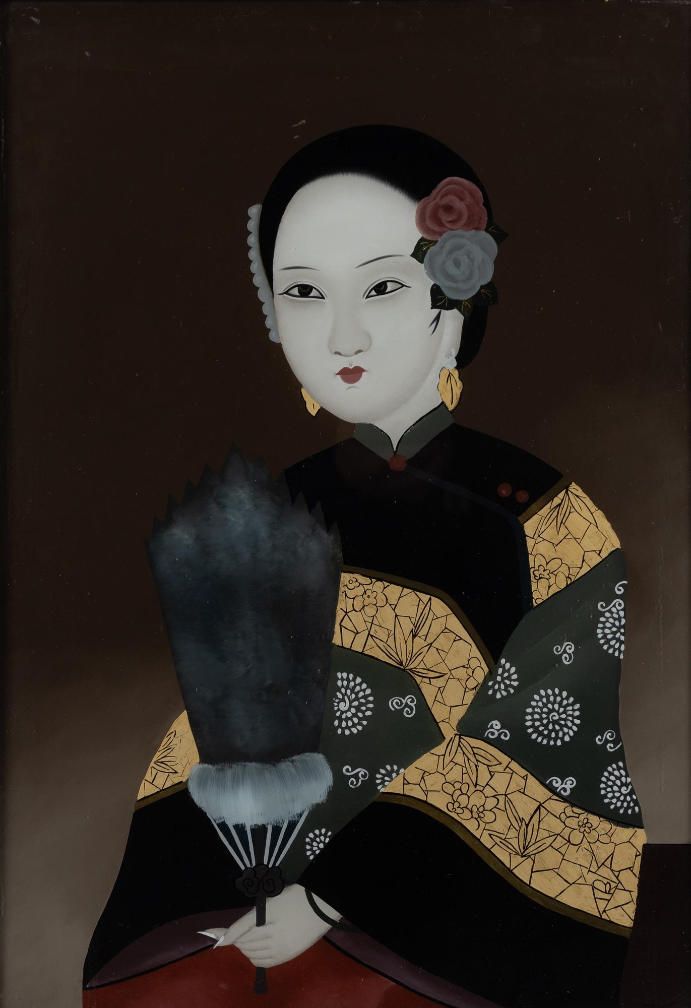 A Chinese reverse glass painting, 20th century.