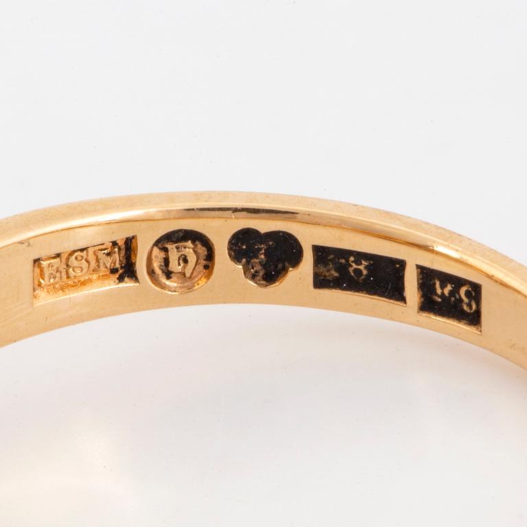 Cultured pearl and eight-cut diamond ring.