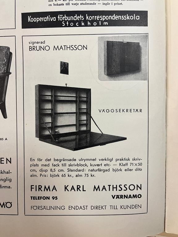 Bruno Mathsson, väggsekretär, Firma Karl Mathsson, Värnamo, 1930-40-tal.