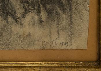 JONAS ÅKESSON, blandteknik på papper samt 4 st  skisser  på papper. Signerad och daterad 1909.