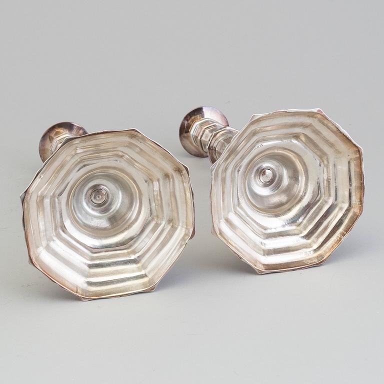 A pair of silver plated candlesticks, France, second half of the 18th century.