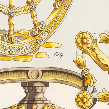 Hermès, a 'Roues de Canon' silk scarf.