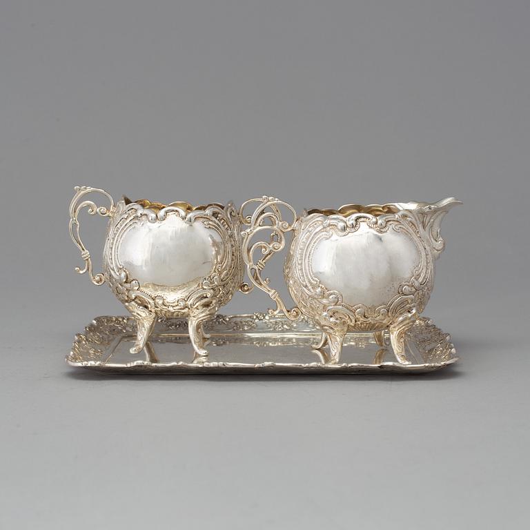 A Swedish Rococo style parcel-gilt silver coffee service from GEWE in Malmö. 1970´s. Weight ca 759 g.