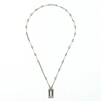 A Wien Nilsson sterling and rock crystal pendant and chain, Lund 1940.