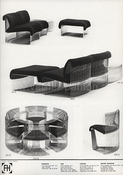 Verner Panton, a four-part "Pantonova" modular sofa, model "105T" & "106T", Fritz Hansen, Denmark, post 1971.