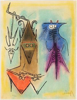 WIFREDO LAM, MAPP med 10 färglitografier, 1974, signerade 123/262.