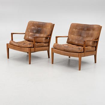Arne Norell, a pair of "Löven" armchairs, Norell Möbler AB, Sweden, 1960's.
