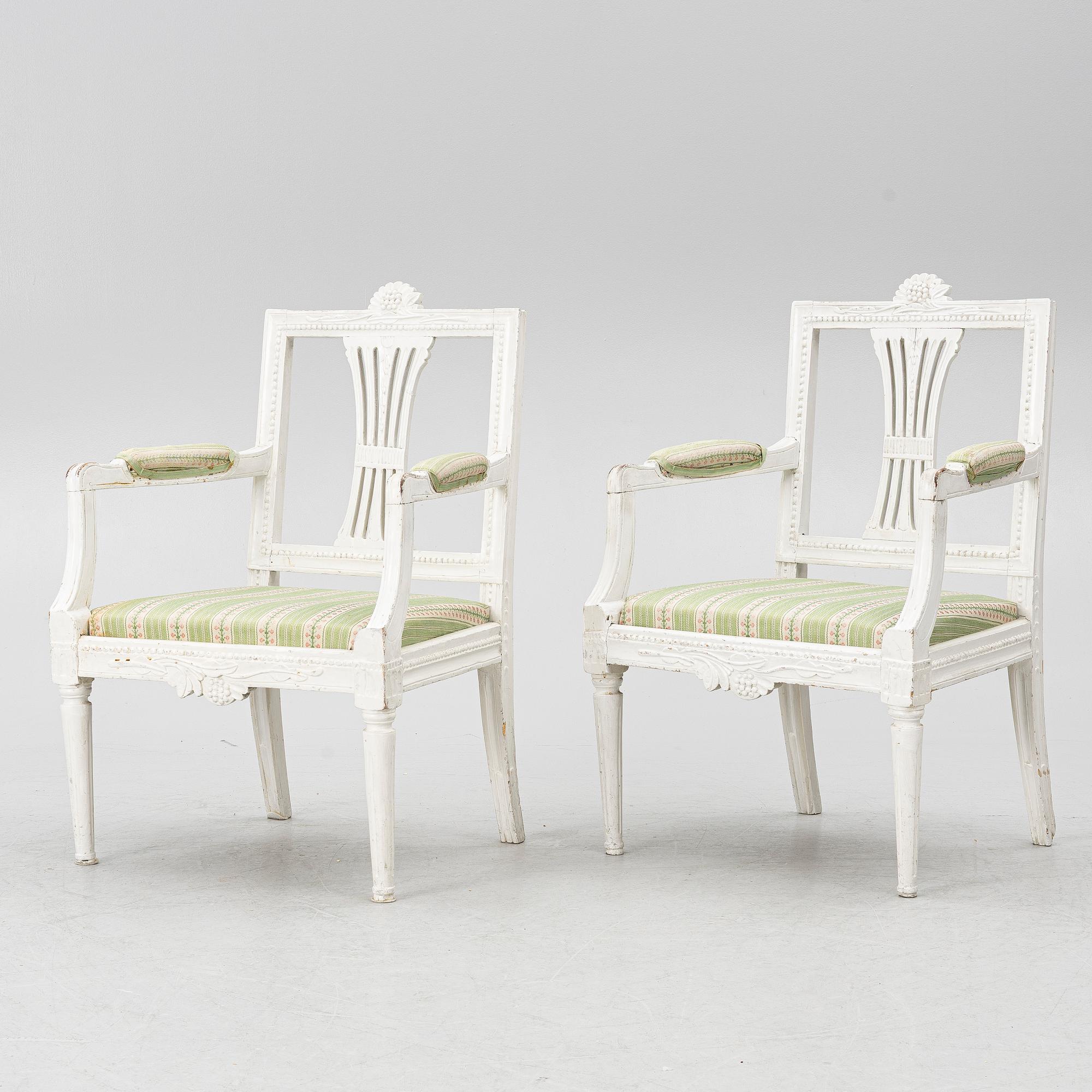Armchairs, a pair, Gustavian, Lindome, 19th century.
