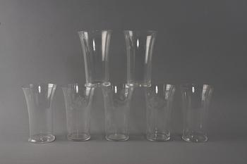 GROGGLAS, 3+4 st, glas, Edvard Hald, Orrefors, sign.