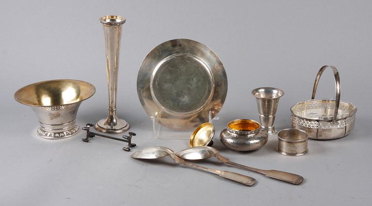 PARTI SILVER, 10 delar, olika tillverkare, mest Sverige, 1900-talets första hälft.