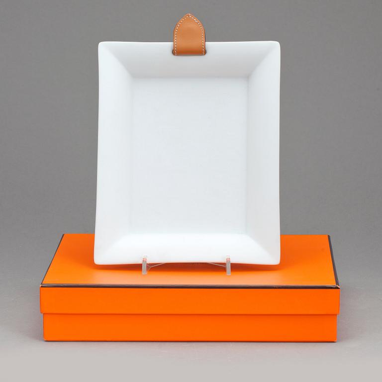 HERMÈS, a unglazed porcelain tray.