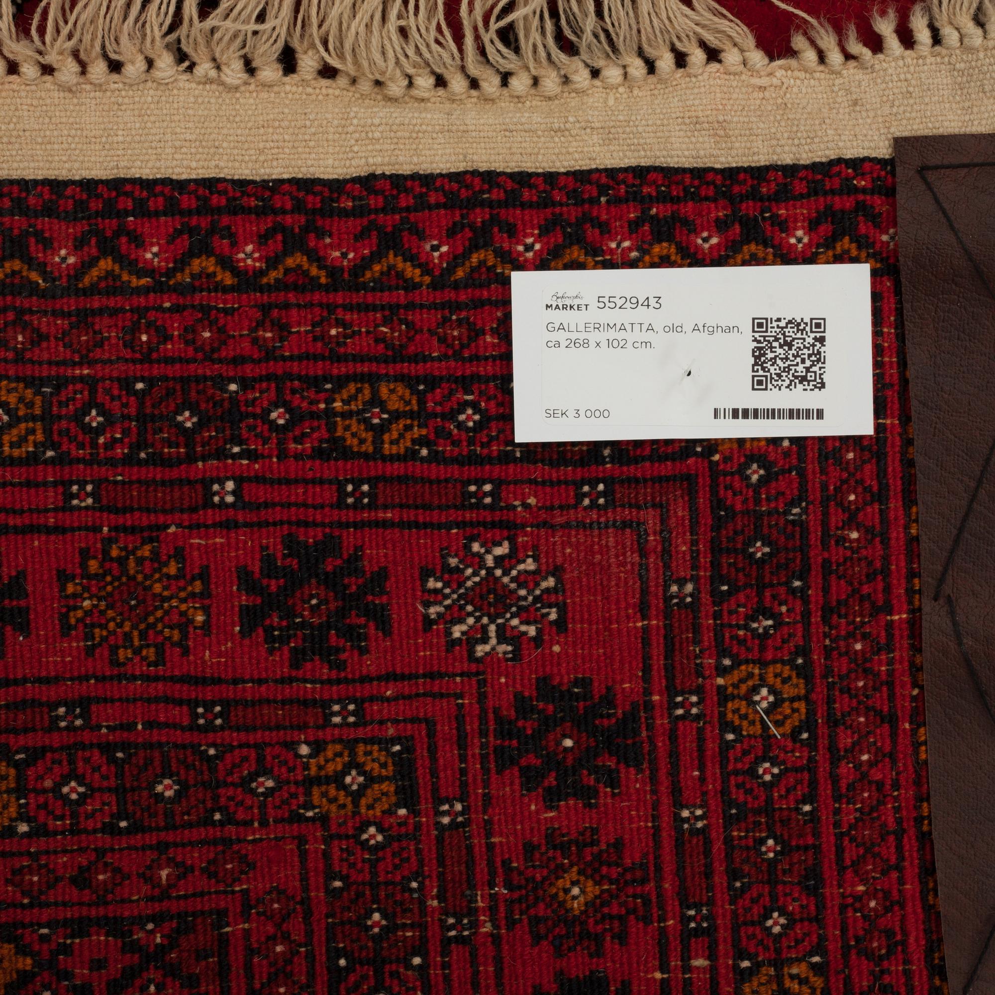 GALLERIMATTA, old, Afghan, ca 268 x 102 cm.