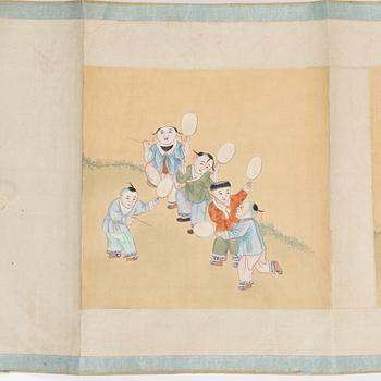 A painting of 'boys' at play by anonymous artist, late Qing dynasty.