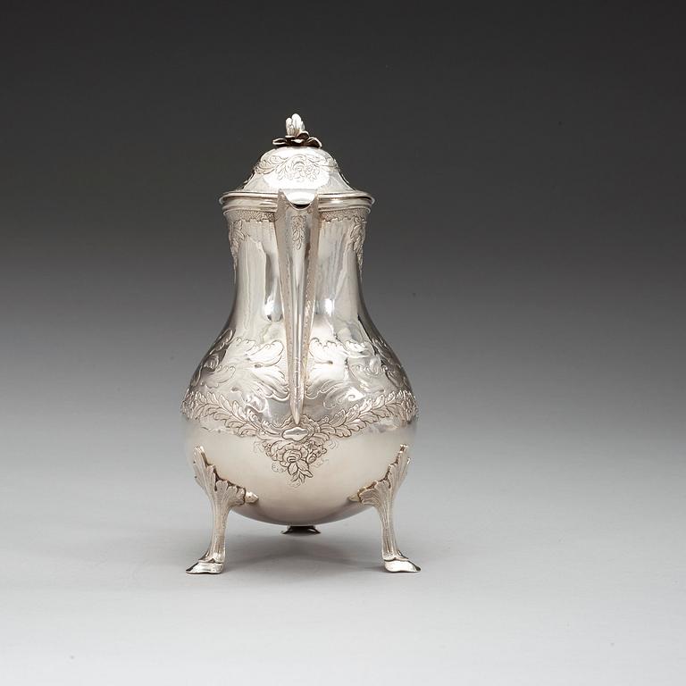 A Swedish 18th century silver coffee-pot, marks of Jacob Lampa, Stockholm 1771.