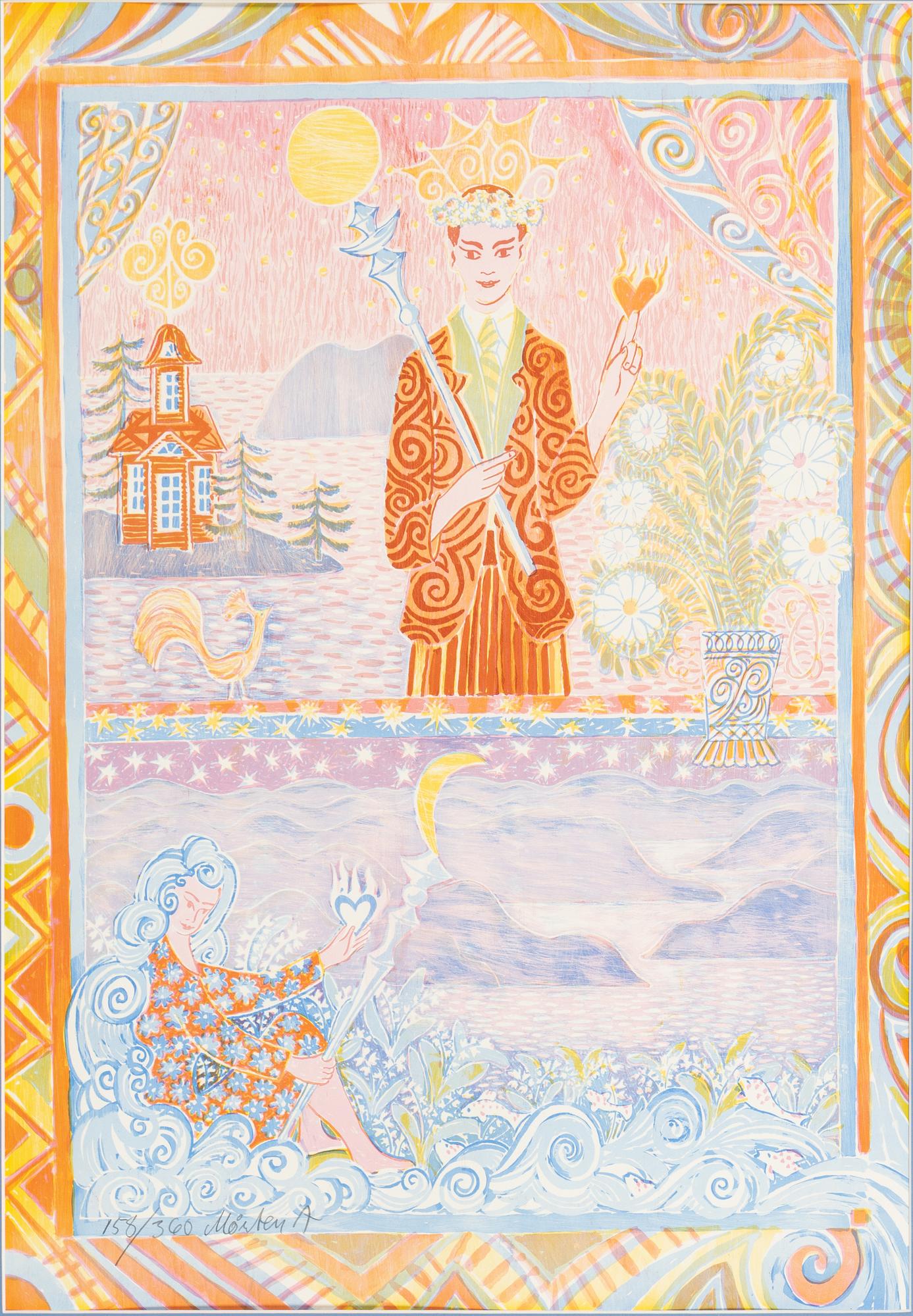 Mårten Andersson, färglitografi, 1990, triptyk, signerad 158/360.
