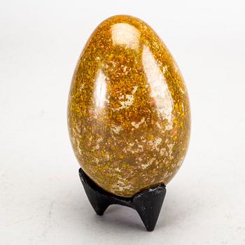 A faience sculpture of an egg by Hans Hedberg, Biot, France.