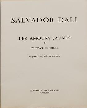 SALVADOR DALÍ, 10 engravings with gold paint, "Les Amours Jaunes", signed and numbered 83/300.
