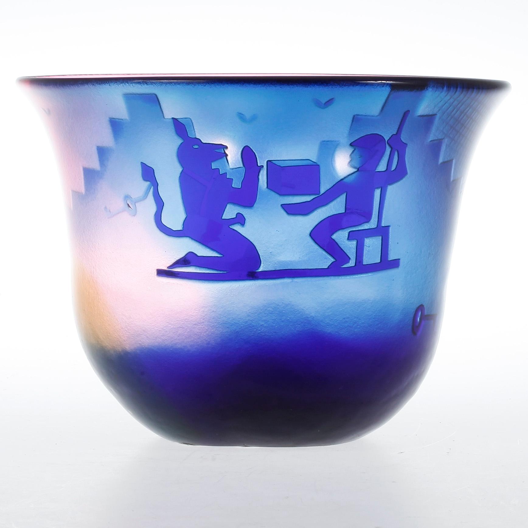 SKÅL, glas Bertil Vallien, Kosta Boda, 1987, unik.