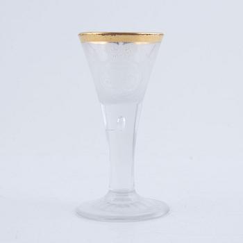 A presumably German engraved and gilt rococo glass, mid 18th century.