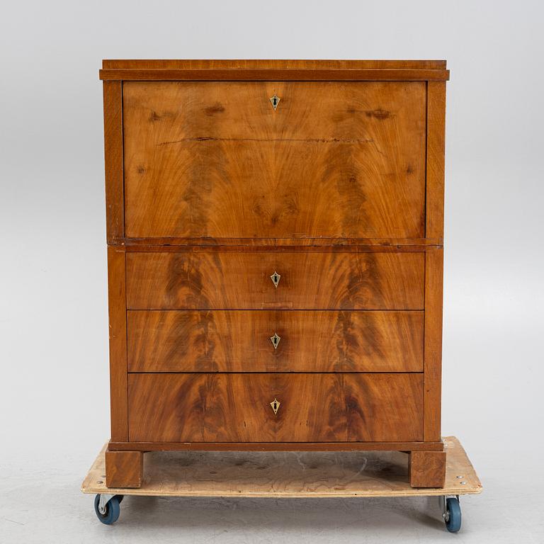 A mahogany veneered secretaire by Daniel Sehfbom, Stockhom 1800-1837.