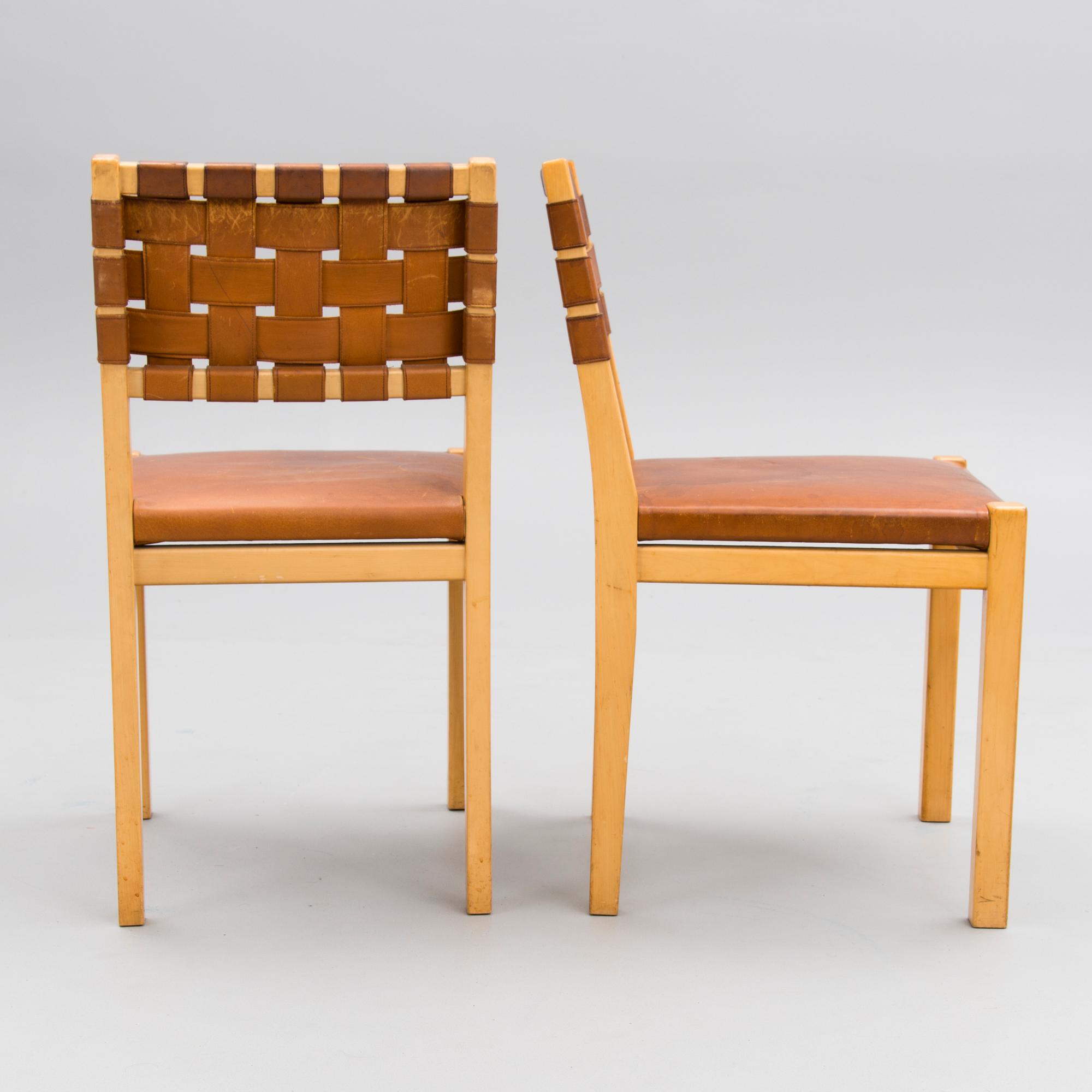 AINO AALTO, STOLAR, ett par, 615, Artek, 1900-talets mitt.