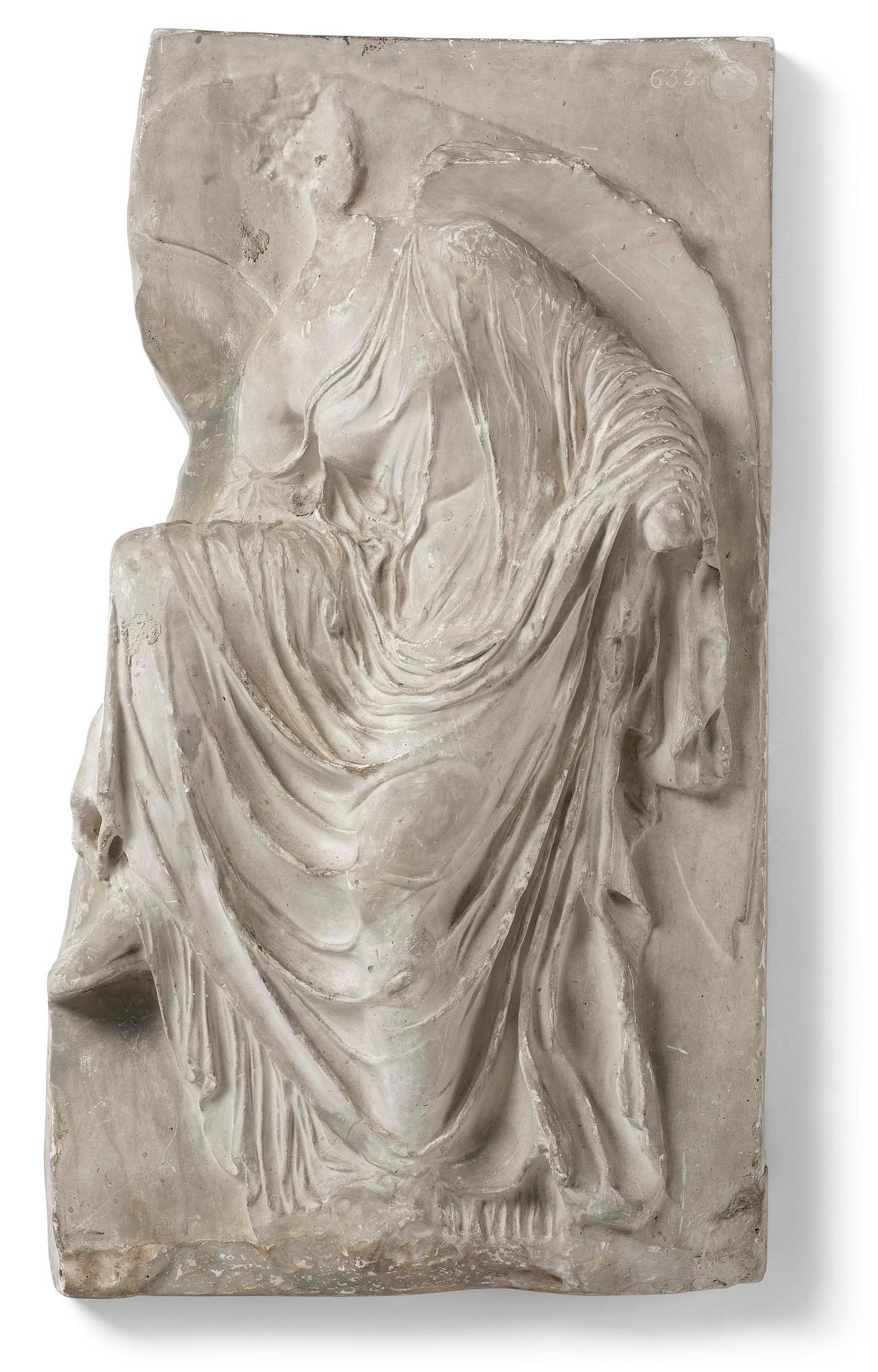 A presumably French 19th century plaster cast of the Nike of the Sandal.