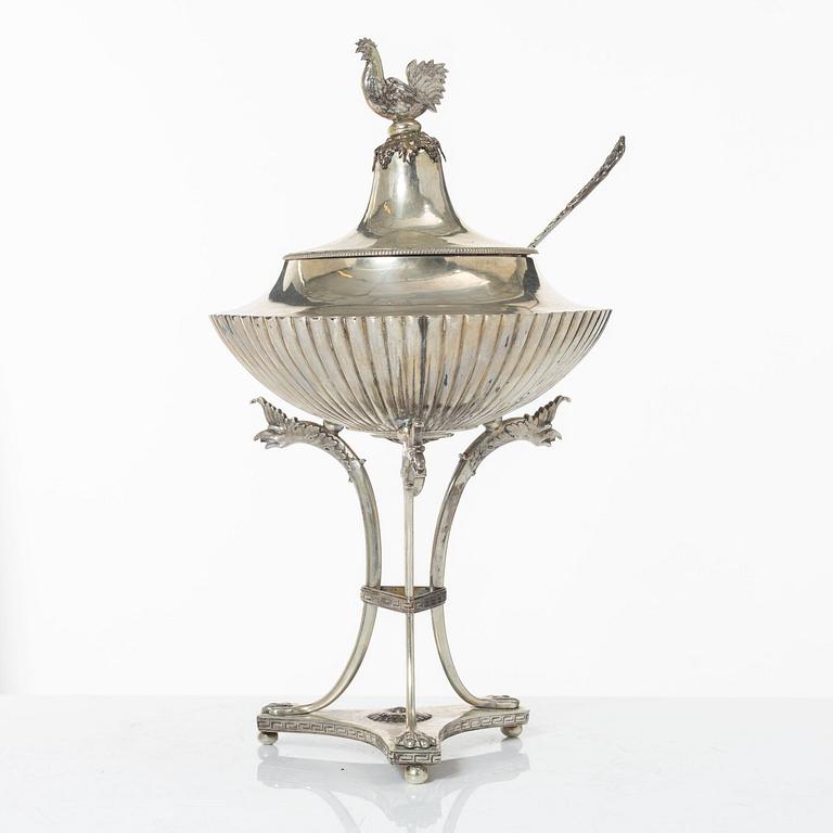 Adolf Zethelius, sockerskål med lock, silver, Stockholm 1813. Empire.