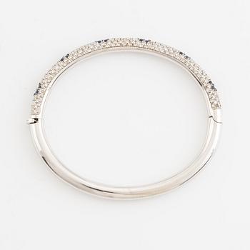 Sapphire and brilliant cut diamond bangle.