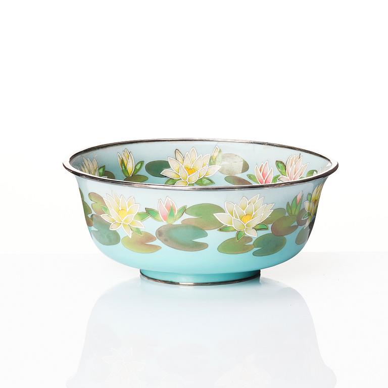 Skål, cloisonné och silver. Japan, 1900-tal.
