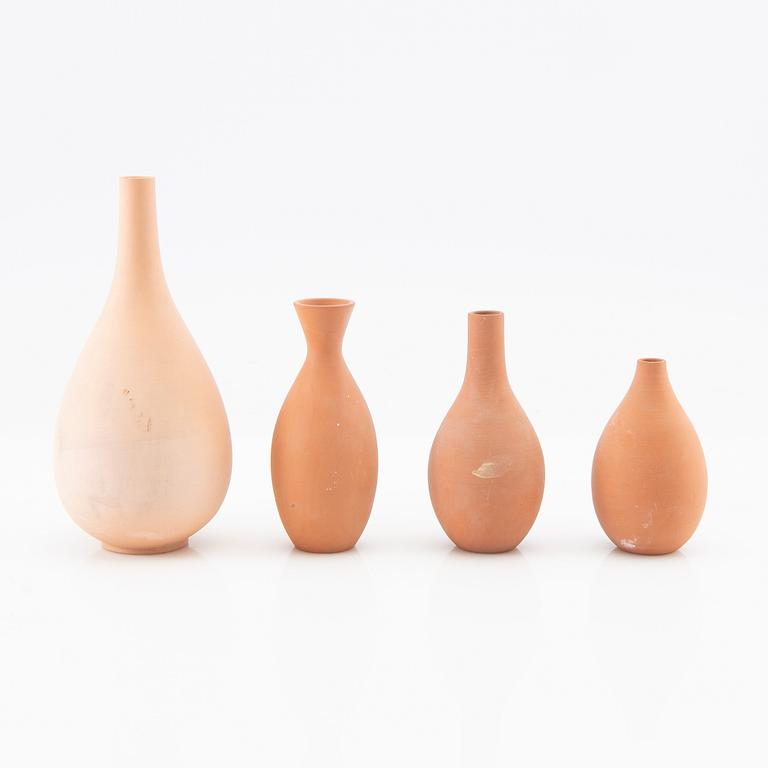 Gunnar Nylund, vases 4 pcs. terracotta, probably his own workshop.