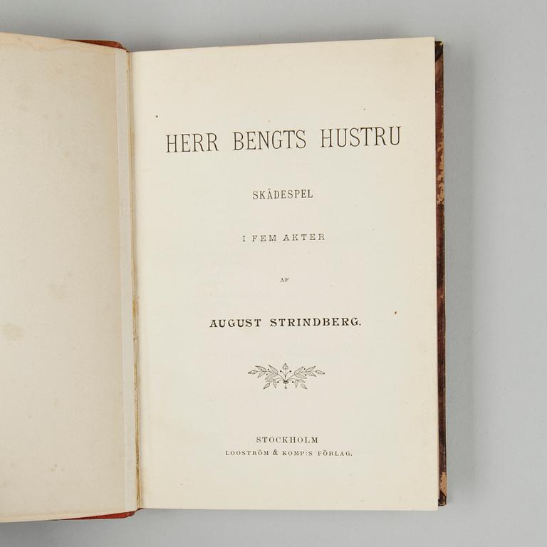 BOKPARTI PJÄSER, 10 vol, bla "Midsommar" av August Strindberg, Stockholm 1901.