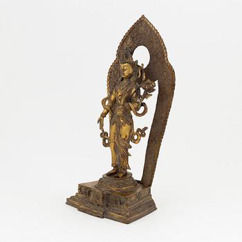 Boddhisatva, Avalokiteshvara, förgylld kopparlegering, Nepal, 1900-tal.