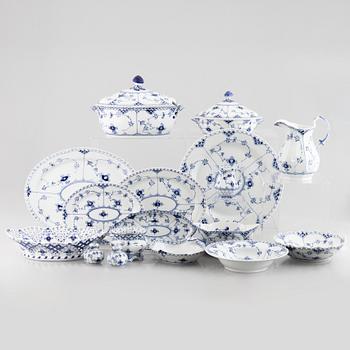 Royal copenhagen, xx pieces of a 'Musselmalet' porcelain service with half lace and full lace pieces, Denmark.