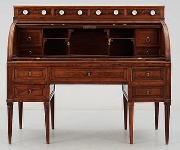 A French Directoire late 18th century mahogany cylinder bureau.