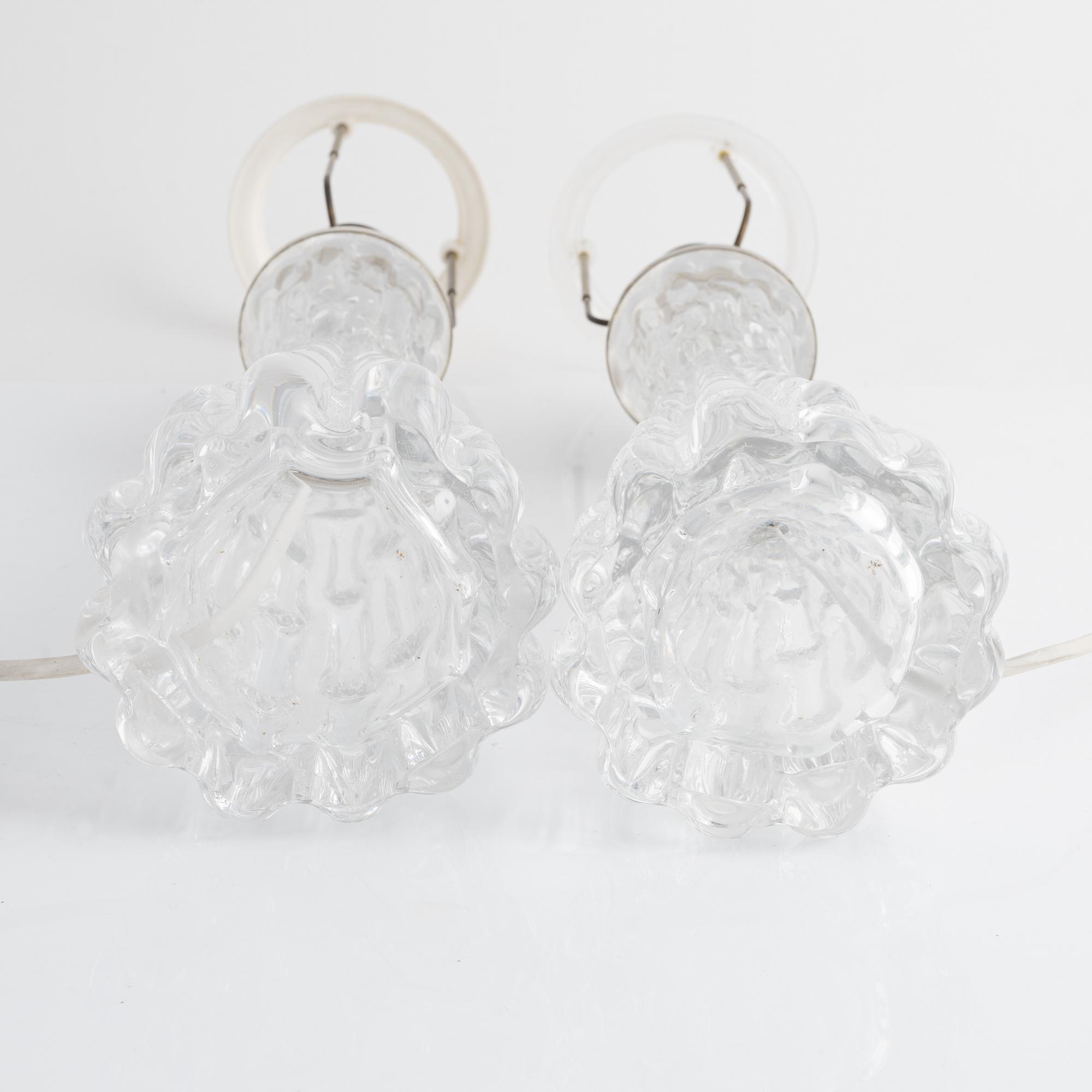 Carl Fagerlund, a pair of Orrefors Glass Table Lights.