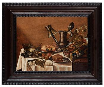 875. Pieter Claesz Hans krets, Måltidsstycke med krabba och frukter.