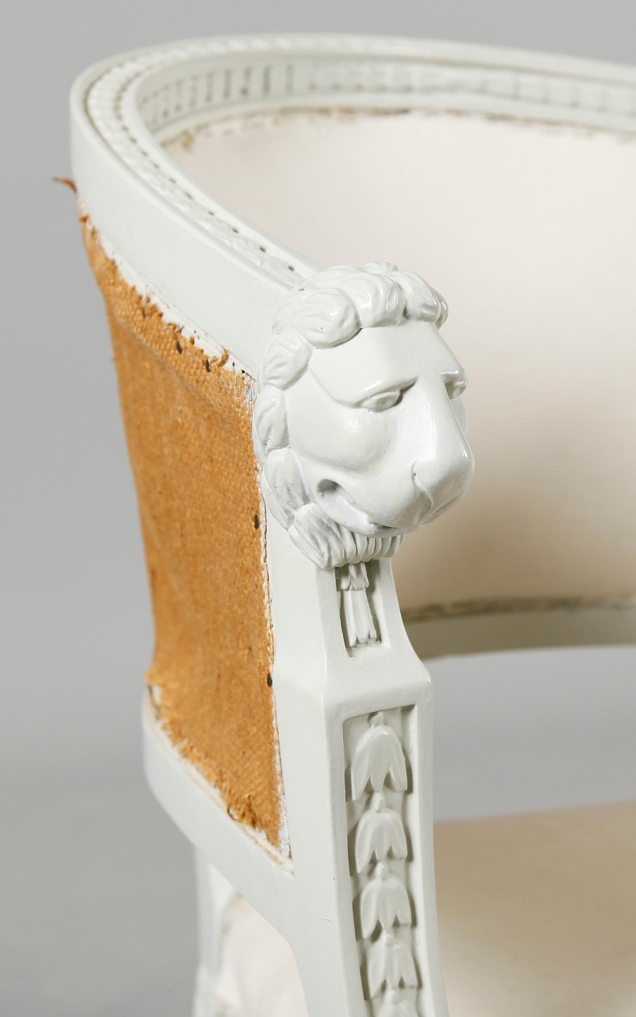 BALJFÅTÖLJER, 1 par, herrgårdstillverkning, empirestil, 1800-/1900-tal.