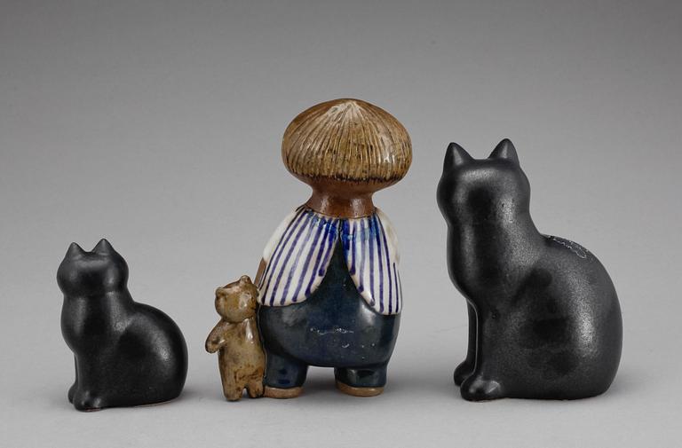 FIGURINER, 3 st, stengods, Lisa Larson, Gustavsberg.