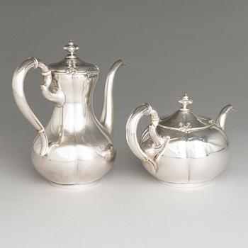 SAZIKOV, A 5-piece silver coffee and tea set, mark of the Sazikov Firm, Imperial Warrant, Saint Petersburg 1860.