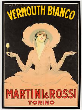 MARCELLO DUDOVICH, a lithographic Vermouth Bianco vintage poster, Torino, Italy, 1959.