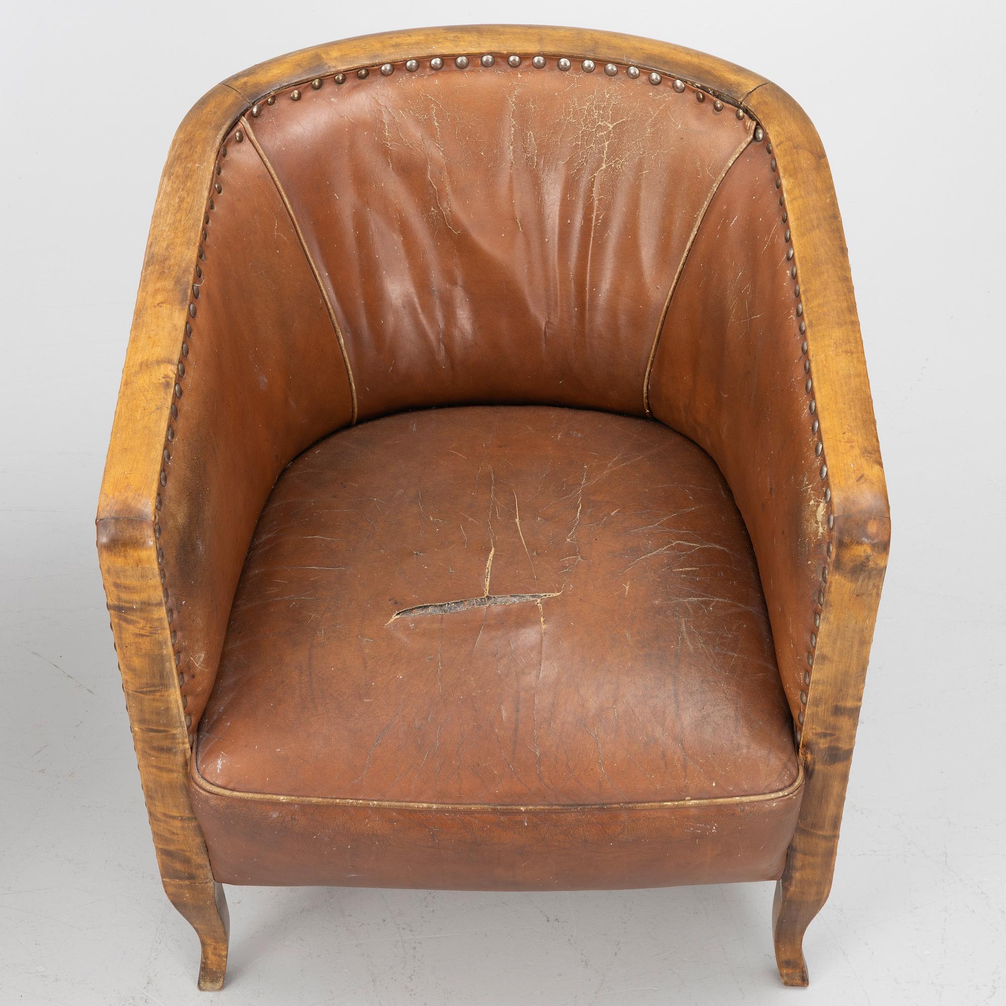 Clubfåtöljer, ett par, 1930/40-tal.