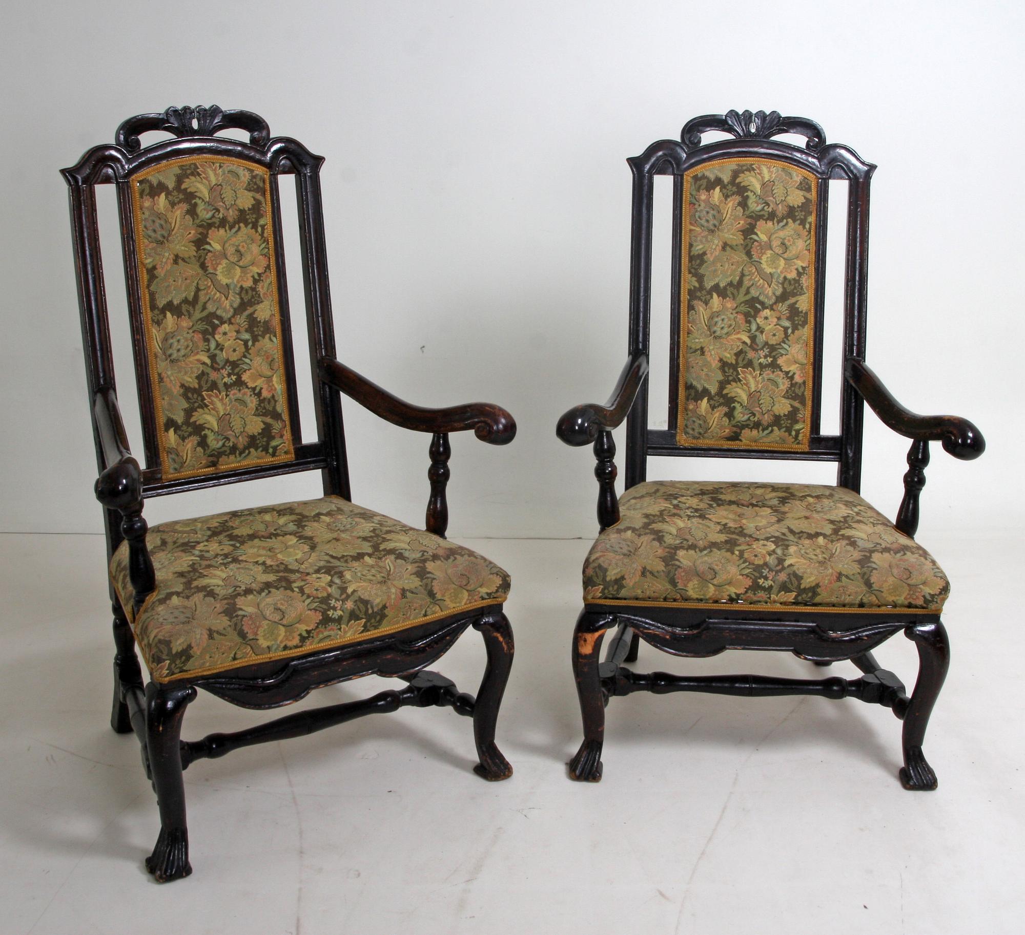 KARMSTOLAR, ett par. Barock, 1700-tal.