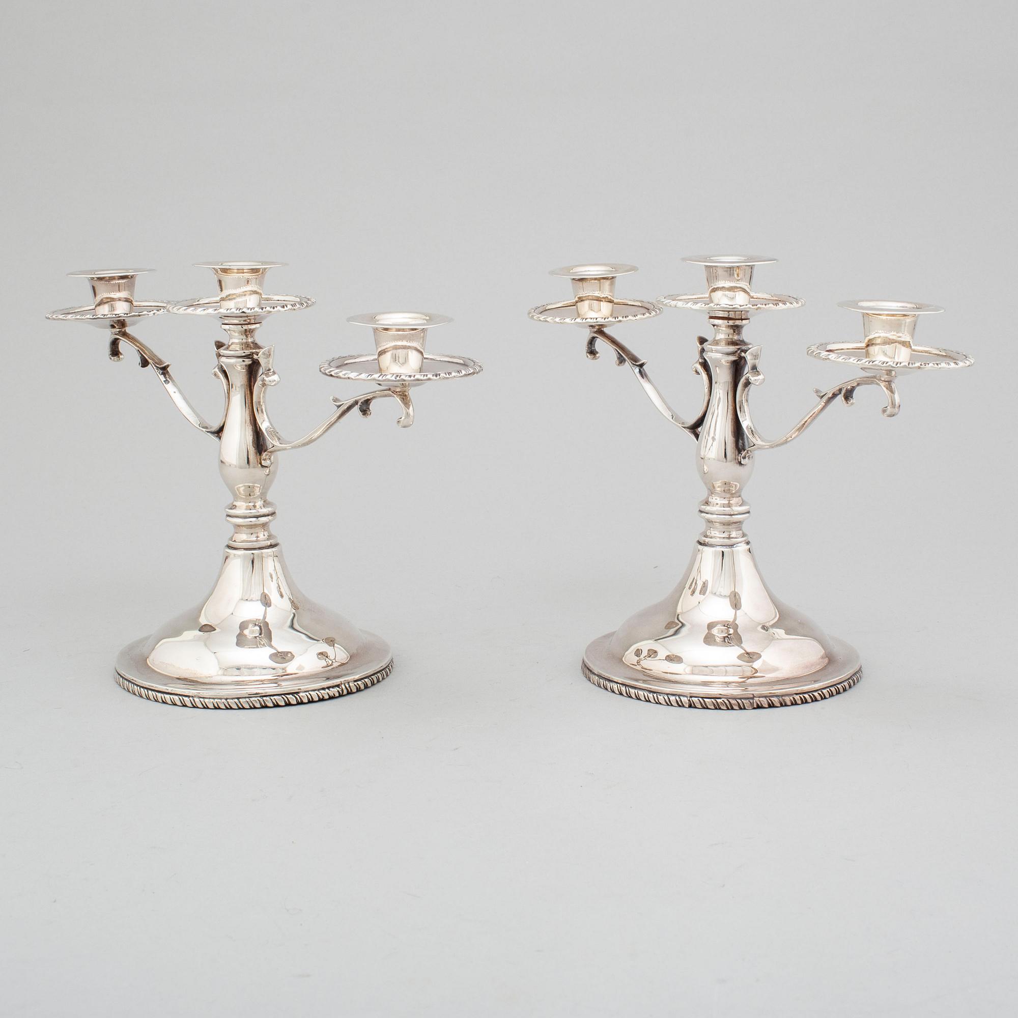 CANDELABRA, a pair, sterling silver, Mexico. Second half of the 20th century.